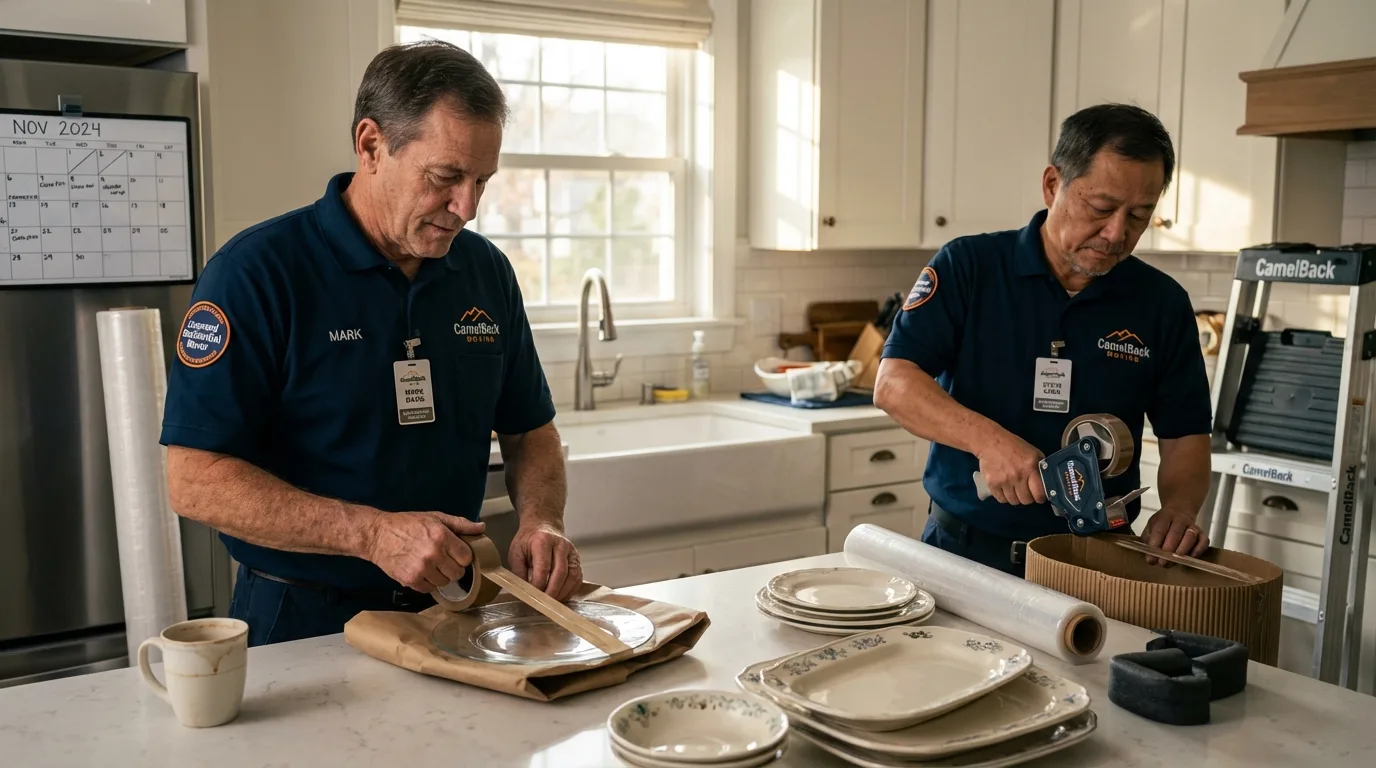 Professional crew packing kitchen dishware in Whitehall, MT